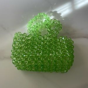 Unbranded green top handles beaded bag